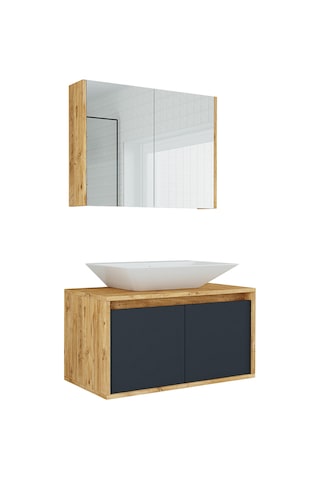 Banos Roomart Ahşap-Antrasit Mdf 85 Cm Aynalı Banyo Dolabı Antrasit