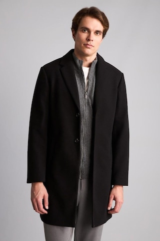 Defacto Regular Fit Çentik Yaka Düğmeli Kaşe Parka H2722ax26aubk27 Siyah-bk27