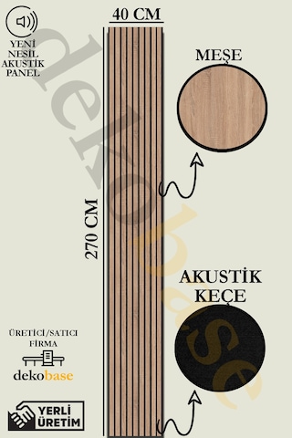 Meşe 40x270 Cm Yeni Nesil Akustik Ahşap Duvar Paneli