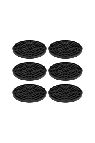 Xurunkeji Siyah Yuvarlak Silikon Kauçuk Bardak Altlıkları 6'lı Set Kaymaz Evler Ve Barlar İçin Mükemmel Siyah