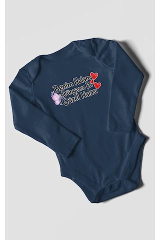 Morivokids Benim Halam Dünyanın En Güzel Halası Uzun Kollu Çıtçıtlı Bebek Body Lacivert