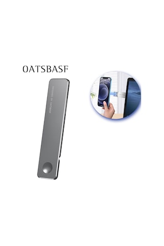 Konesam Gri Aluminyum Manyetik Telefon Tutucu - Bilgisayar Ekran Yanı Montajlı, Boyun Ağrısı Azaltıcı, Ergonomik Ve Uzay Tasarruflu