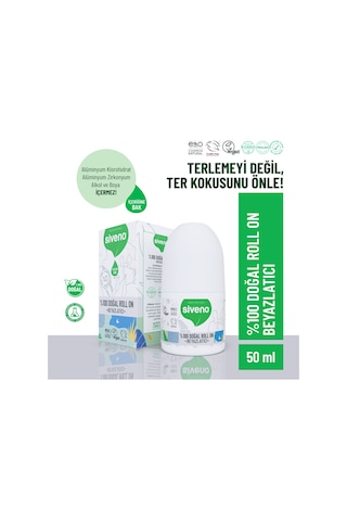 Siveno %100 Doğal Roll On Beyazlatıcı Etkili Deodorant Ter Kokusu Önleyici Bitkisel Leke Bırakmayan Vegan 50 ML