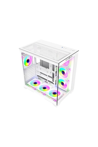 Strong Dragon 7x 120 mm Fanlı ARGB Kumandalı ATX Akvaryum Beyaz Gaming Bilgisayar Kasası (Powersız)