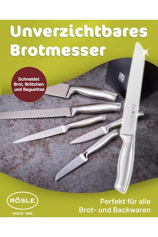 Rösle Basic Line Ekmek Bıçağı 13716-20 Cm Tırtıklı Kenarlı Yüksek Kaliteli Ekmek Kesme Bıçağı, 18/10 Pasla Genel