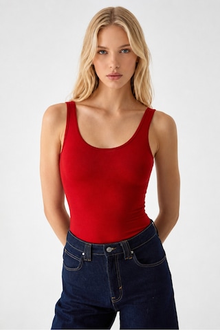 Cloudymood Kadın Slim Halter Yaka Kolsuz Çıtçıtlı Kırmızı Atlet Kırmızı - 883478055 Kırmızı