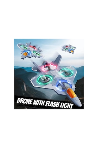 V50 2.4ghz Çift Bataryalı Işıklı Savaş Uçağı Rc Drone 360 Takla Atabilen Başsız Modlu Kumandalı