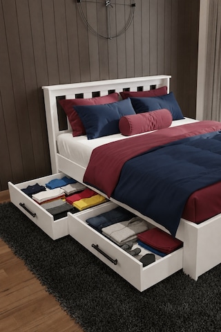 Stark 4 Çekmeceli Çift Kişilik Mdf Karyola 140x190 Yatak Uyumlu - Atlantik Çam