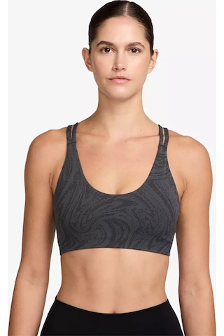 Women's Zenvy Bra Hafif Destekli Pedli Gri-siyah Desenli Kadın Sporcu Sütyeni Siyah