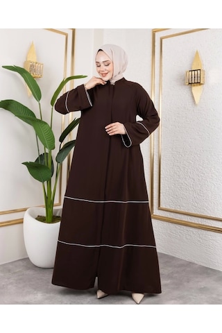 Kıl Biye Detaylı Abaya/ferace / Taba - F0145 Taba