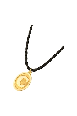 14 Ayar C Harf Siyah İpli Kolye