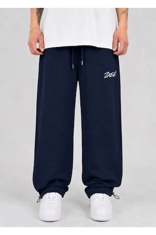 Zaee Signature Nakışlı Ayarlanabilir Paça Baggy Eşofman Altı Lacivert