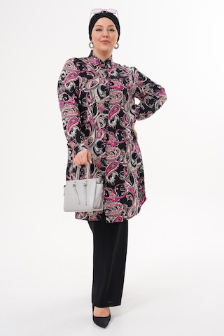 Polologin Butik Pembe Paisley Desenli Tunik Pembe