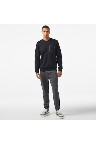 Nautica Erkek Siyah Regular Fit Sweatshirt Renk Bloklu K47021t Siyah