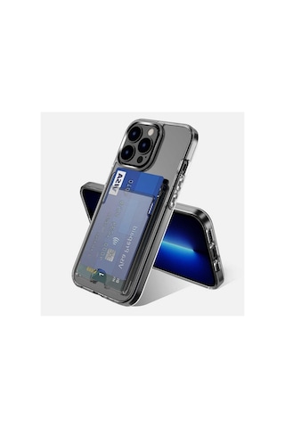 Apple iPhone Uyumlu 12 Pro Sert Kart Girişli Şeffaf Premium Silikon Kılıf Col1467-şeffaf