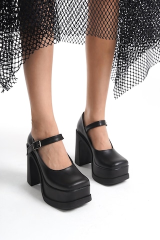 Asmi Shoes Kadın Viva Tek Baletli 12 Cm Platform Topuklu Ayakkabı Siyah Siyah