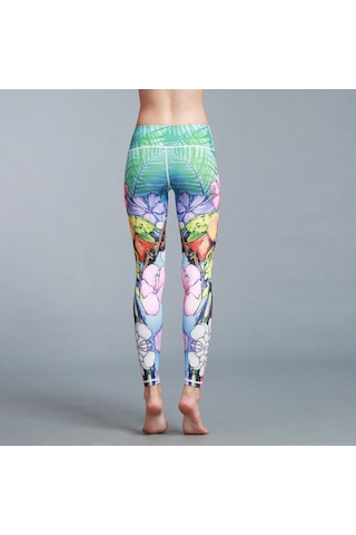 Paıyıge Kadın Baskılı Papağan Hk56 Yoga Pantolon Yeşil
