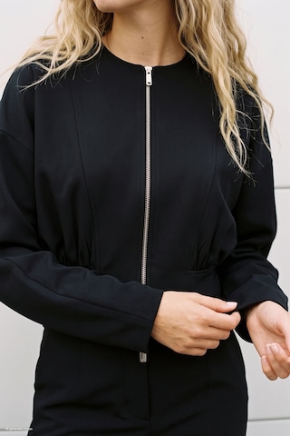 Sateen Fermuarlı Ceket - Siyah-138013