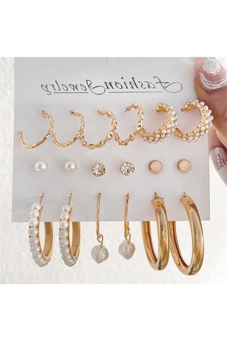 Flybuy : Option 1 Focus On Style : Şık Küpe Seti 9 Çift - Altın Rengi, Alaşımlı, 3-18mm, 10g Option 2 Highlights The Set Size : 9 Çift Şık Küpe Seti - Altın, Alaşımlı, 3-18mm, 10g Hafif Gold