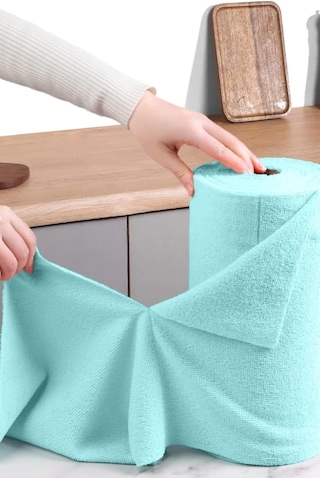 Çok Amaçlı Rulo Mikrofiber Temizlik Bezi 30x30 40 Yapraklı Mavi Mavi