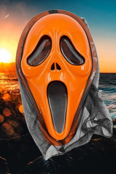 Halloween Maske Çığlık Arkası Tüllü Turuncu Diğer