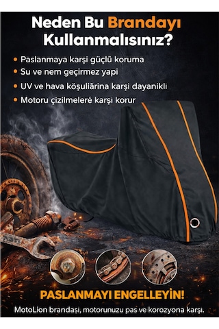 Arora Ar 06 Siyah Turuncu-dikişli Kilitli Motor Brandası,örtüsü