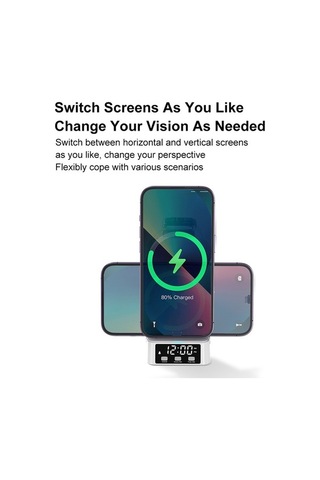 Pazly 15w 4-in-1 Manyetik Kablosuz Şarj İstasyonu, Saatli, Hızlı Şarj, Kullanışlı Tasarım