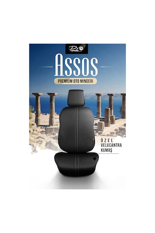 Siyah Panda Asos Serisi Velucantra Kumaş Oto Koltuk Minder Seti - Ön Ve Arka Set Koltuk Koruma Kılıfı