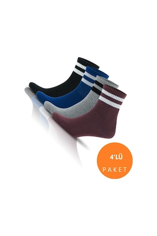 Pallmali Collection- 4'Lü Pamuklu Çemberli Kısa Yarım Konç Kolej-40-44 Çok Renkli