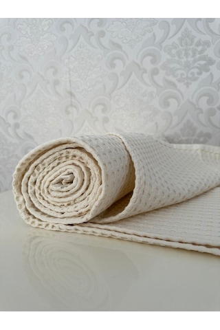 Premium %100 Pamuk Tek Kişilik Yazlık Pike, Yatak Örtüsü, Terletmez Kumaş Krem Renk 160x240cm Krem