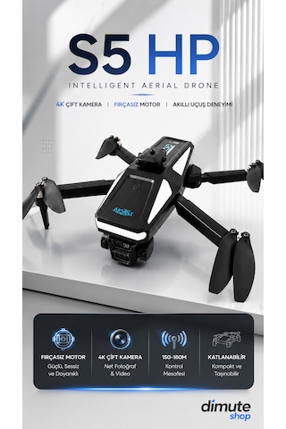 S5 Hp Intelligent Aerial Drone 4k Çift Kameralı Fırçasız Motorlu Katlanabilir Drone