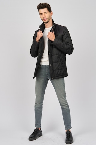 Daynax Erkek Içi Kürklü Deri Biyeli Kapitone Kaban 4924000 Siyah-Siyah