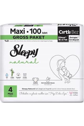 Sleepy Natural Bebek Bezi Gross Paket 4 Beden 7-14 Kg 100 Adet