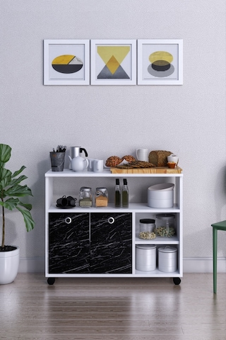 Dolap Taşınabilir Çok Amaçlı 2 Kapaklı Katlı Mutfak Balkon Dolabı Siyah