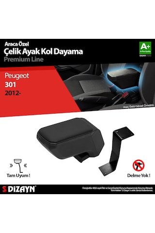 S-Dizayn Peugeot 301 2012+ Kol Dayama Kolçak Çelik Ayaklı ABS Siyah