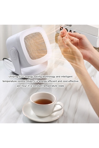 Yunboo Ev Isıtıcı Ptc Seramik 800w: Masaüstü/banyo Uyumlu, Hızlı Isı, 45 Yükseklik Ayarı, Otomatik Kapanma, Beyaz Eu Plug