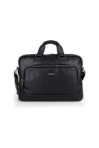 Tab Suni Deri Dizüstü Bilgisayar Çantası İki Bölmeli 15,6''-126347 Siyah