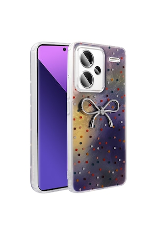 Xiaomi Redmi Note 13 Pro Plus 5g Kılıf Kamera Korumalı Figürlü Zore Ponti Silikon Kapak Lila