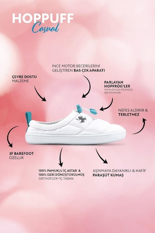 Hoppuff Casual Dinamik Beyaz Barefoot Çocuk Ayakkabı