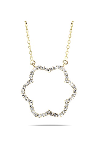 Kuyumcudukkani Zincirli" Çiçek Figürlü"kolye-37179-g-w Gold
