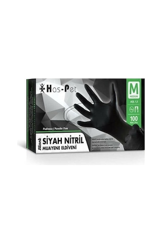 Haspet Nitril Muayene Eldiveni Pudrasız Siyah (537945459)