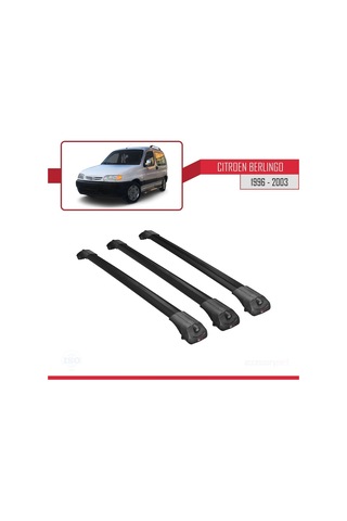 Citroen Berlingo 1996-2003 Arası İle Uyumlu Ace-1 Ara Atkı Tavan Barı Siyah 3 Adet Bar