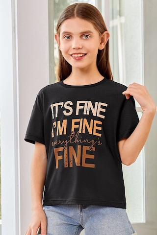 Uyguntarz Çocuk Fine Baskılı Pamuklu Tshirt Siyah