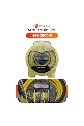 Mg-4kıt Amfi Kablo Seti 4ga 2800w Oto Ses Sistemi Tesisat Kiti Komple Set