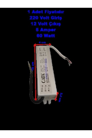 Cata 12v 5a Dış Mekan Led Trafosu 60w Ip64