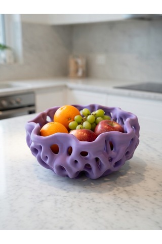Organik Delikli Dekoratif Kase Modern Şık Hafif Dayanıklı Ev Dekoru 20x9 Cm