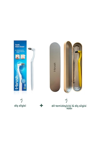 Tbrush Diş Silgisi ve Diş Silgisi Metal Kabı