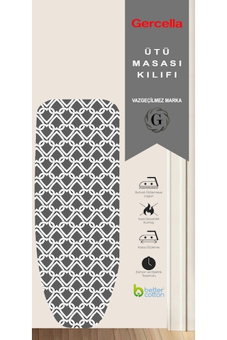 Gercella Lotus 45x120 Xs Size Ütü Masası Kılıfı Bezi Örtüsü Ütü Masası Ve Aksesuarı Yedek Parça Açık Gri