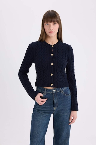 Defacto Regular Fit Bisiklet Yaka Selanik Örgü Desenli Triko Hırka C9044AX24WN Lacivert