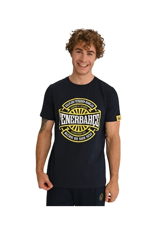 Fenerium Fenerbahçe Lisanslı Erkek Tribün Kalpleri Fetheden Renk Erkek T-shirt Lazer Kutu Lacivert - Beyaz